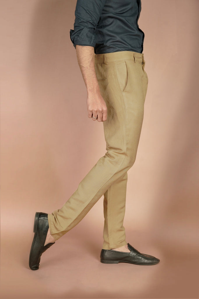 Camel Irish Linen Trousers - Foberry USA