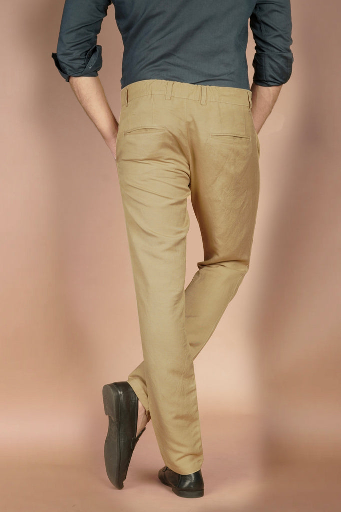 Camel Irish Linen Trousers - Foberry USA