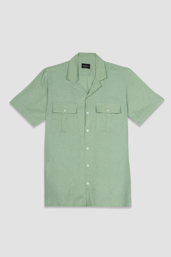 Fern Green Featherweight Linen  - Safari Shirt
