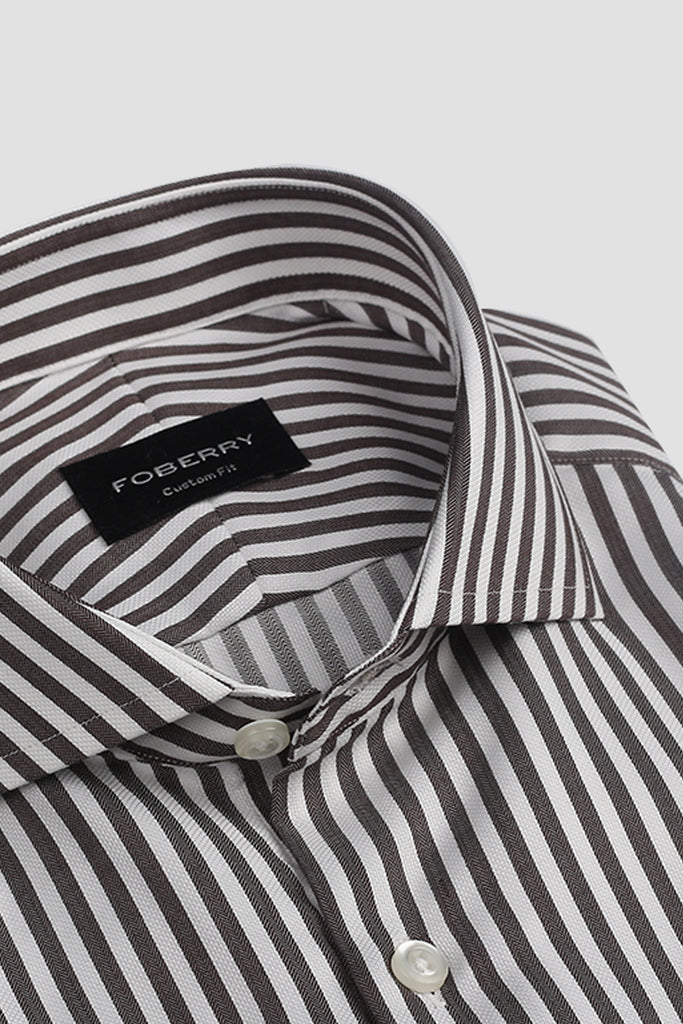 Charcoal Bengal Structured Stripes Shirt