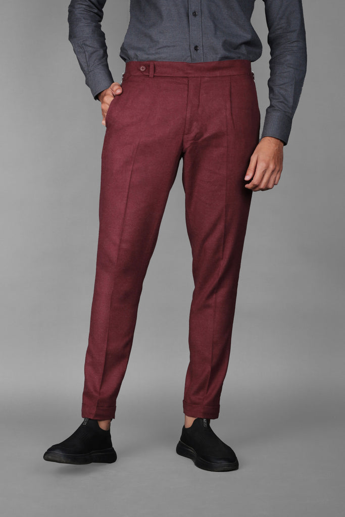 Maroon Brushed Flannel Trousers - Foberry USA