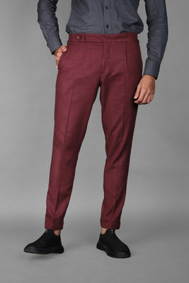 Maroon Brushed Flannel Trousers - Foberry USA