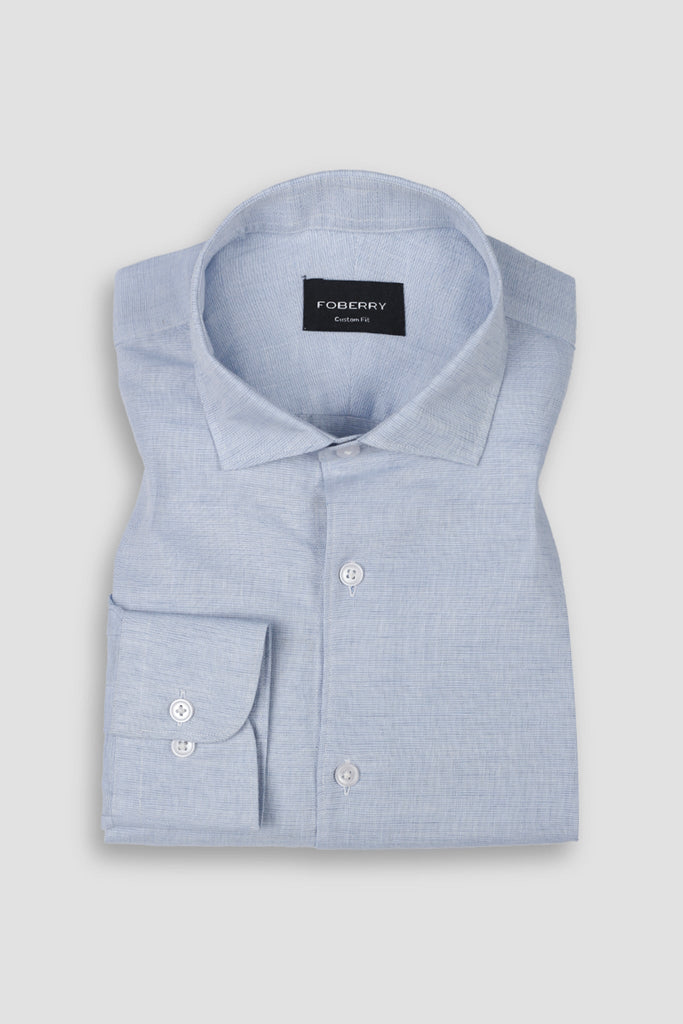 Structured Blue Linen Shirt