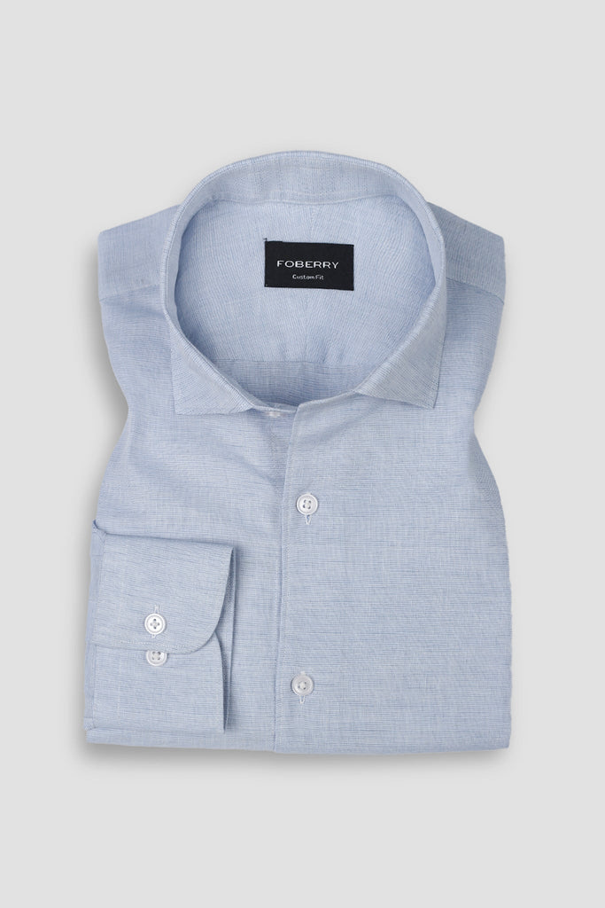 Structured Blue Linen Shirt