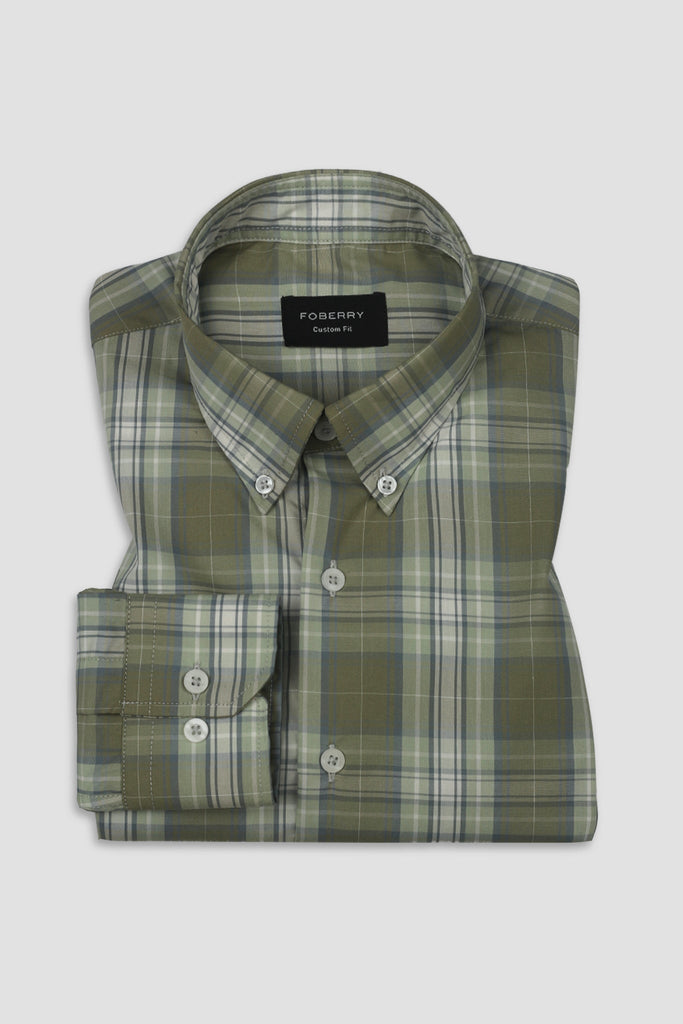 Olive Green Tartan Shirt - Foberry USA