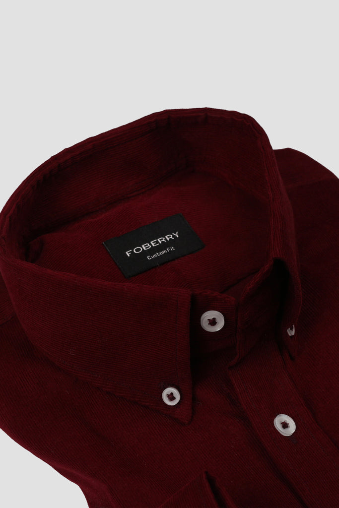 Ruby Red Corduroy Shirt - Foberry USA