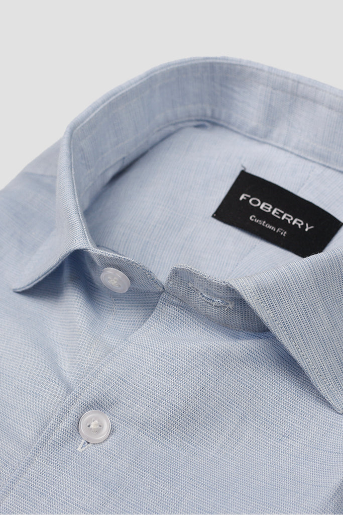 Structured Blue Linen Shirt