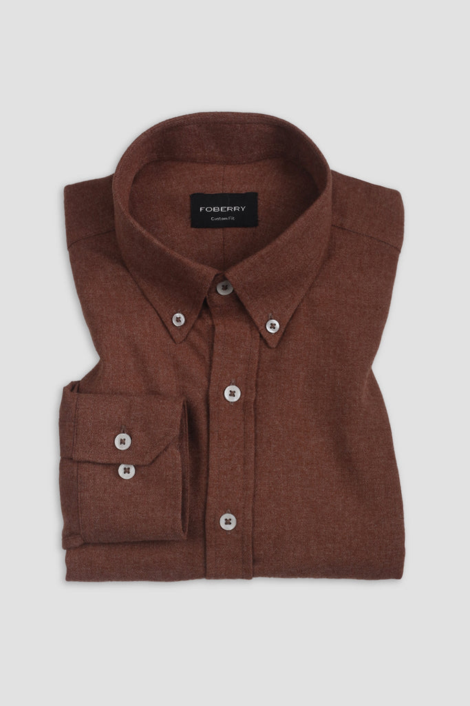 Mocha Brown Brushed Winter Flannel Shirt - Foberry USA