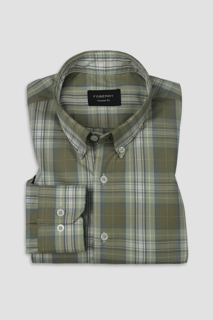 Olive Green Tartan Shirt - Foberry USA