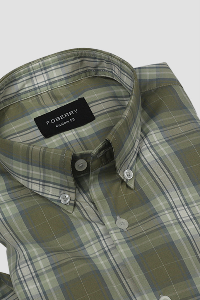 Olive Green Tartan Shirt - Foberry USA