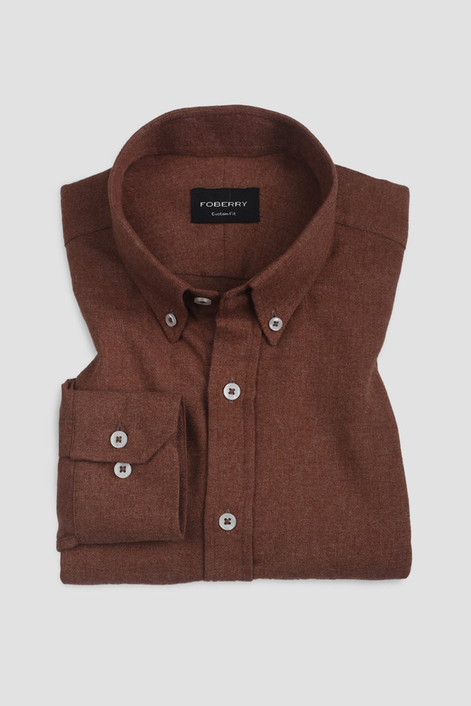 Mocha Brown Brushed Winter Flannel Shirt - Foberry USA