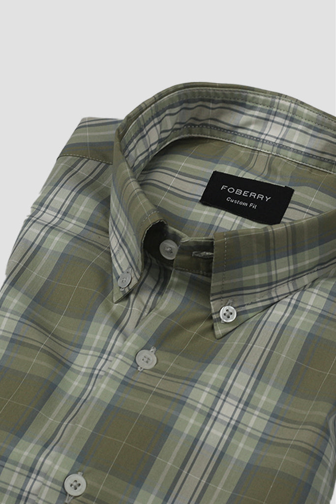 Olive Green Tartan Shirt - Foberry USA