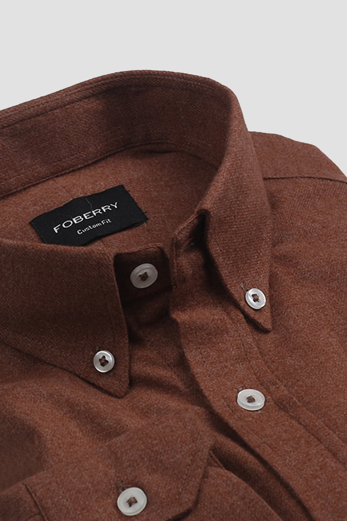 Mocha Brown Brushed Winter Flannel Shirt - Foberry USA