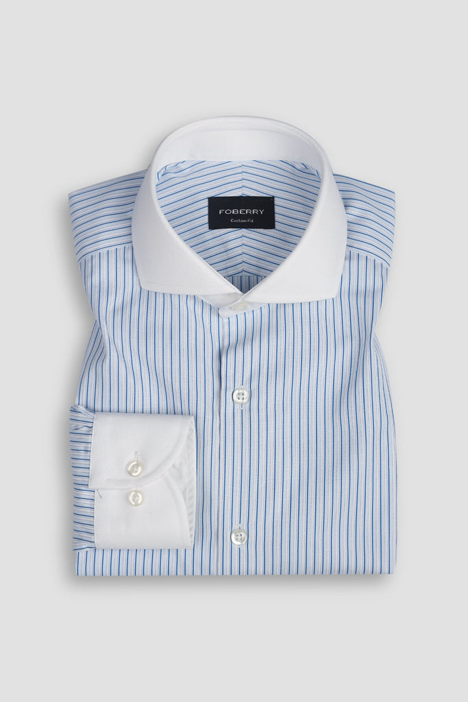 Light Dual Blue Stripes Supima Cotton Shirt