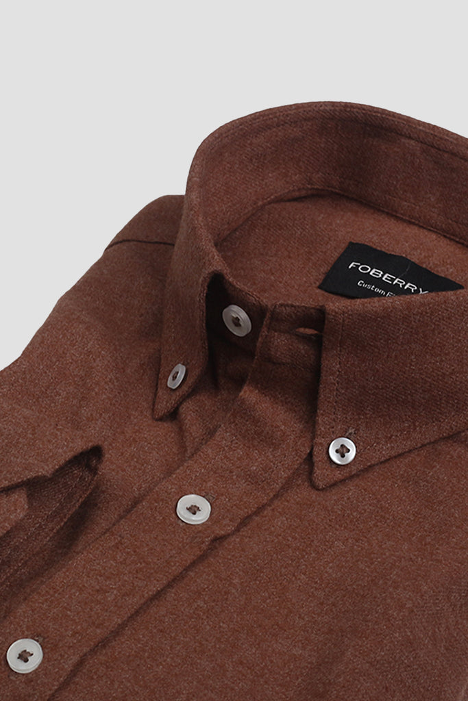 Mocha Brown Brushed Winter Flannel Shirt - Foberry USA