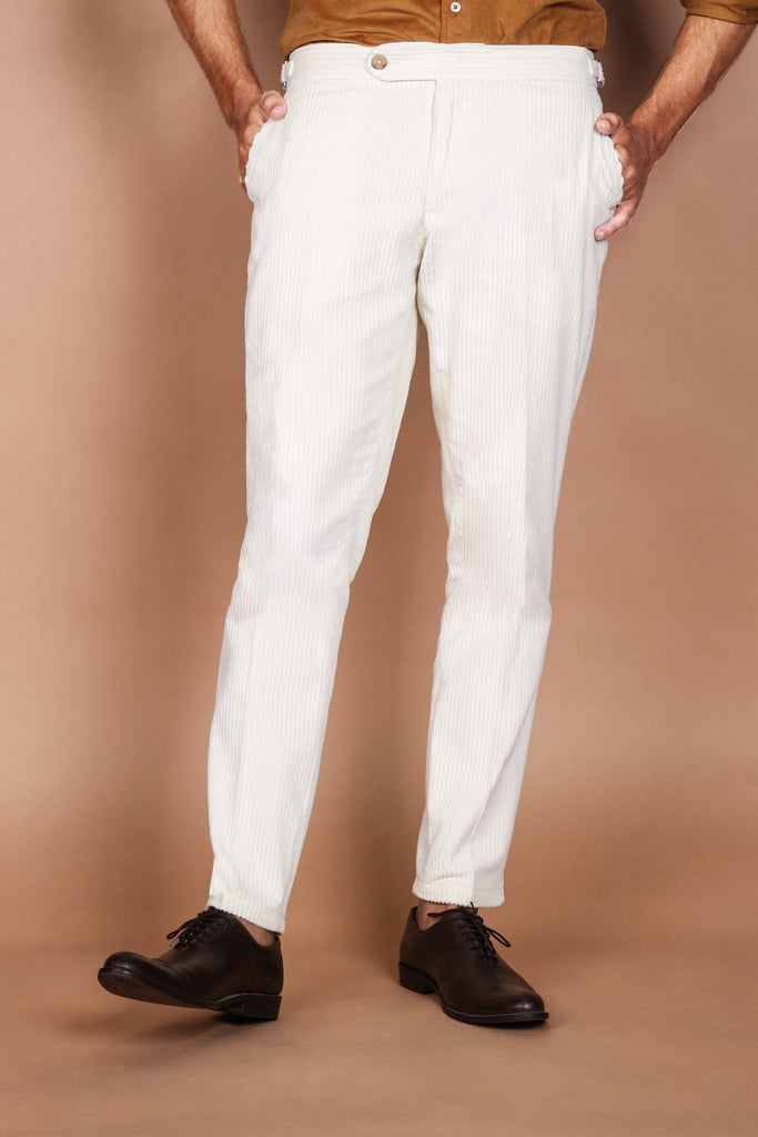 White Wide Wale Corduroy Trouser - Foberry USA