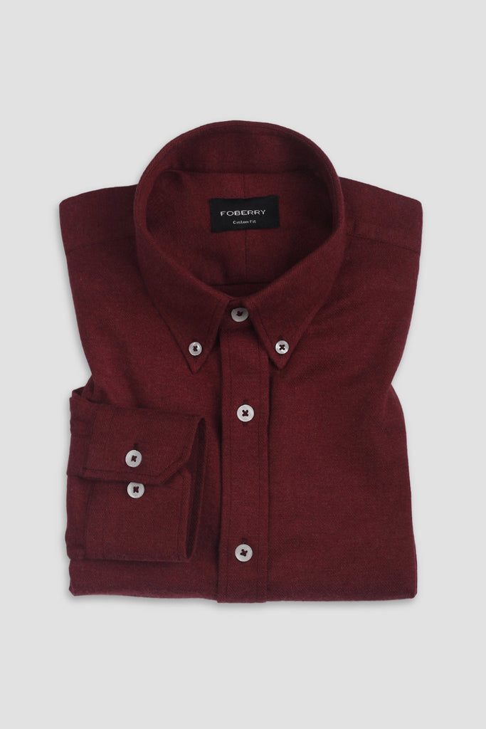 Maroon Brushed Winter Flannel Shirt - Foberry USA