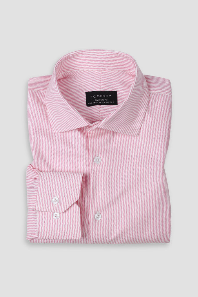 Pink Structured Stripes Shirt