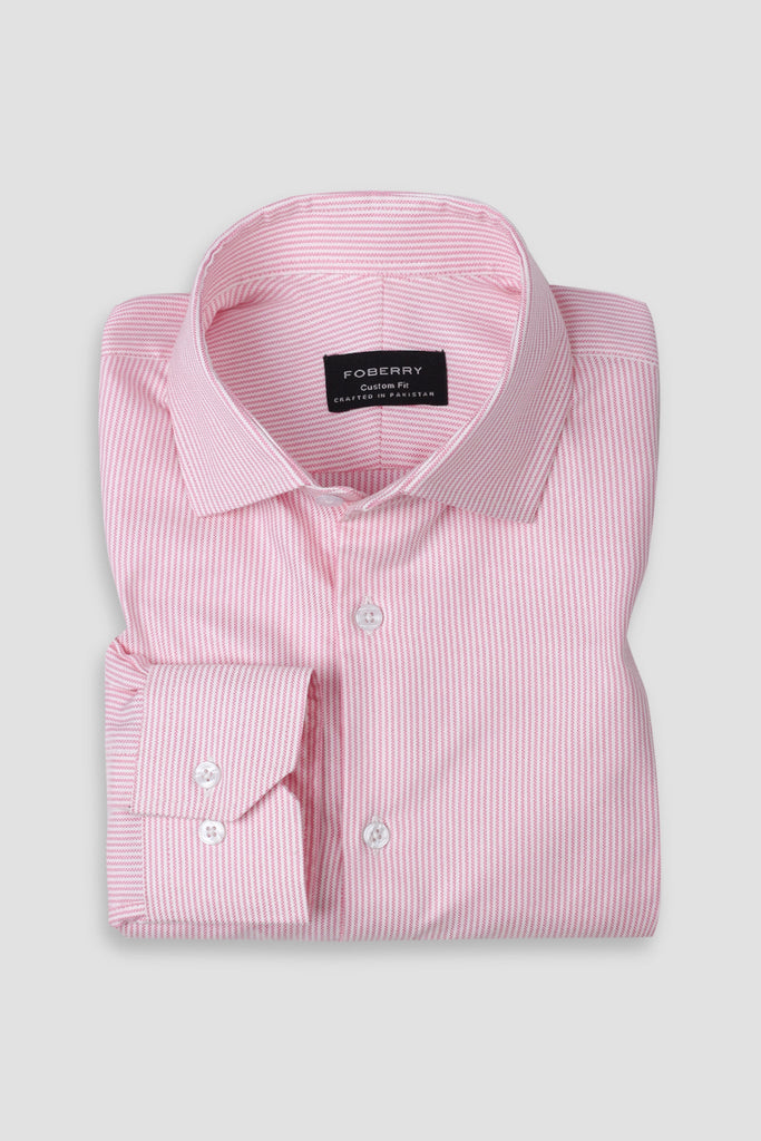 Pink Structured Stripes Shirt