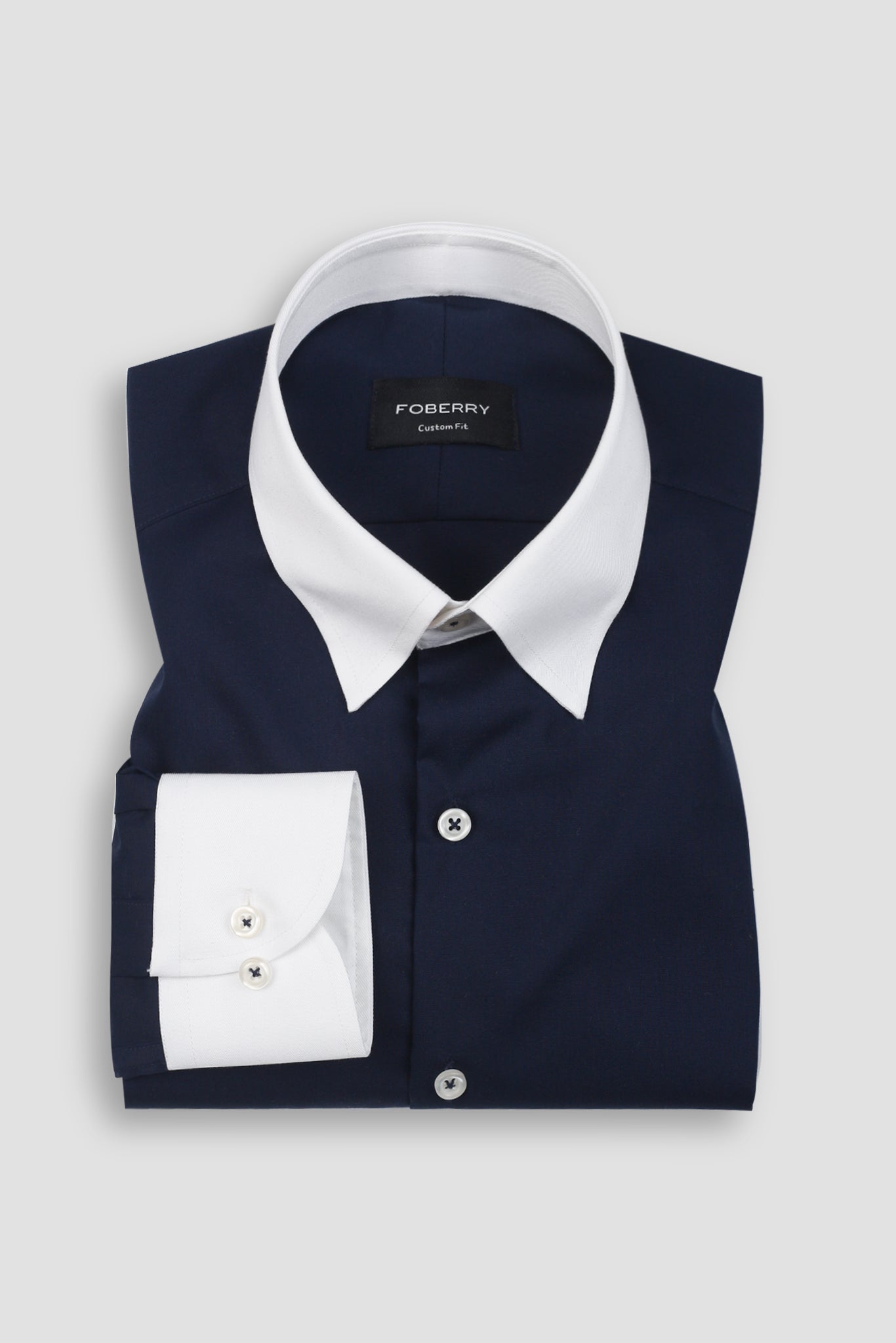 Dark Navy Blue Egyptian Shirt - Hidden Button Down Shirt | Premium Men's Dress Shirt in USA