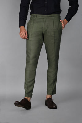 Olive Green Brushed Flannel Trouser - Foberry USA