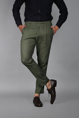 Olive Green Brushed Flannel Trouser - Foberry USA