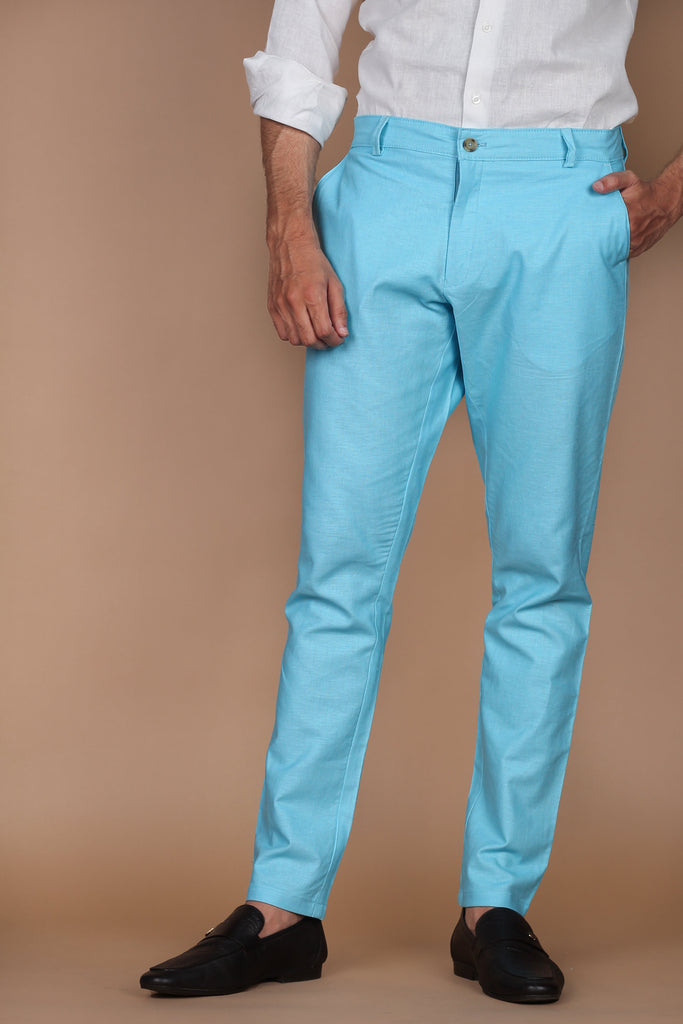Maya Blue Linen Trouser - Foberry USA