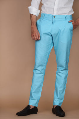 Maya Blue Linen Trouser - Foberry USA