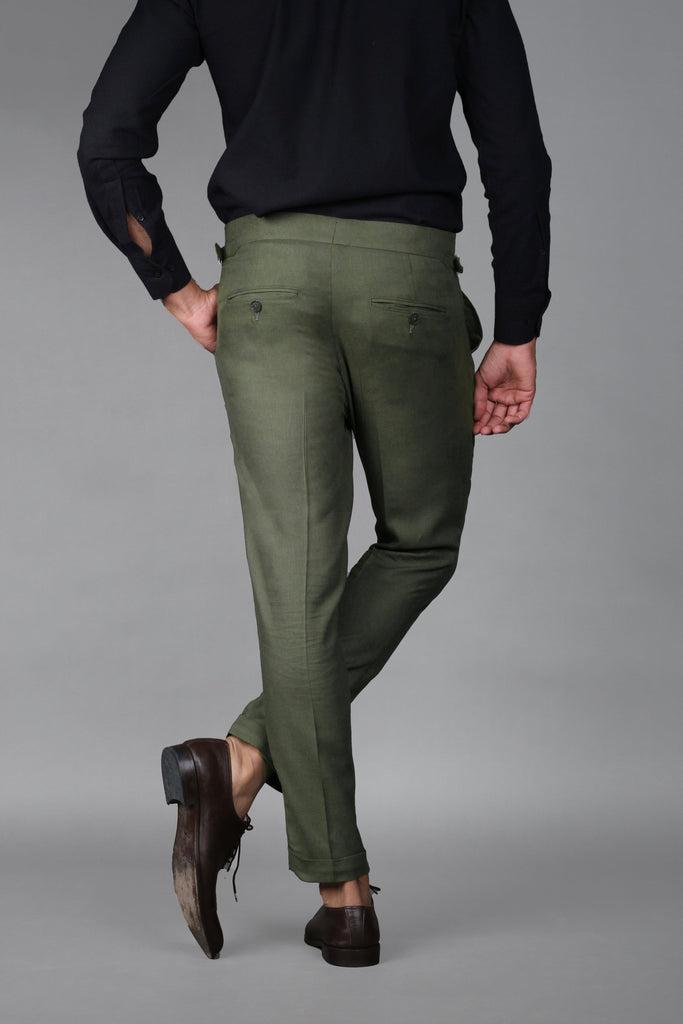 Olive Green Brushed Flannel Trouser - Foberry USA