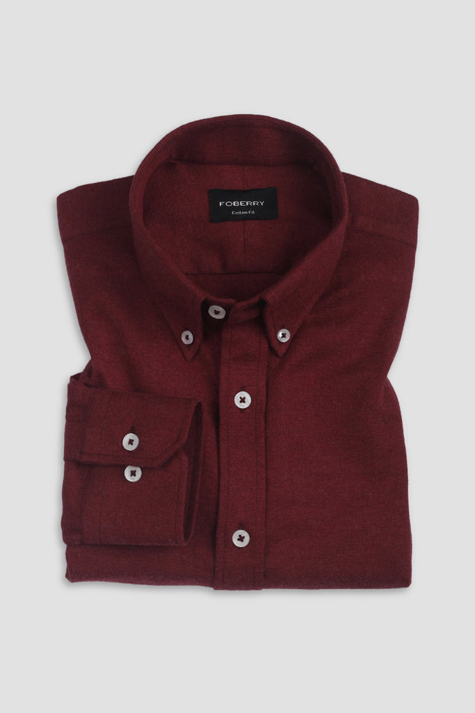 Maroon Brushed Winter Flannel Shirt - Foberry USA