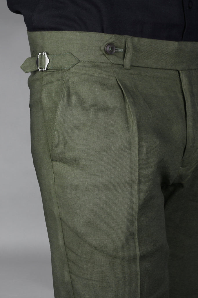 Olive Green Brushed Flannel Trouser - Foberry USA
