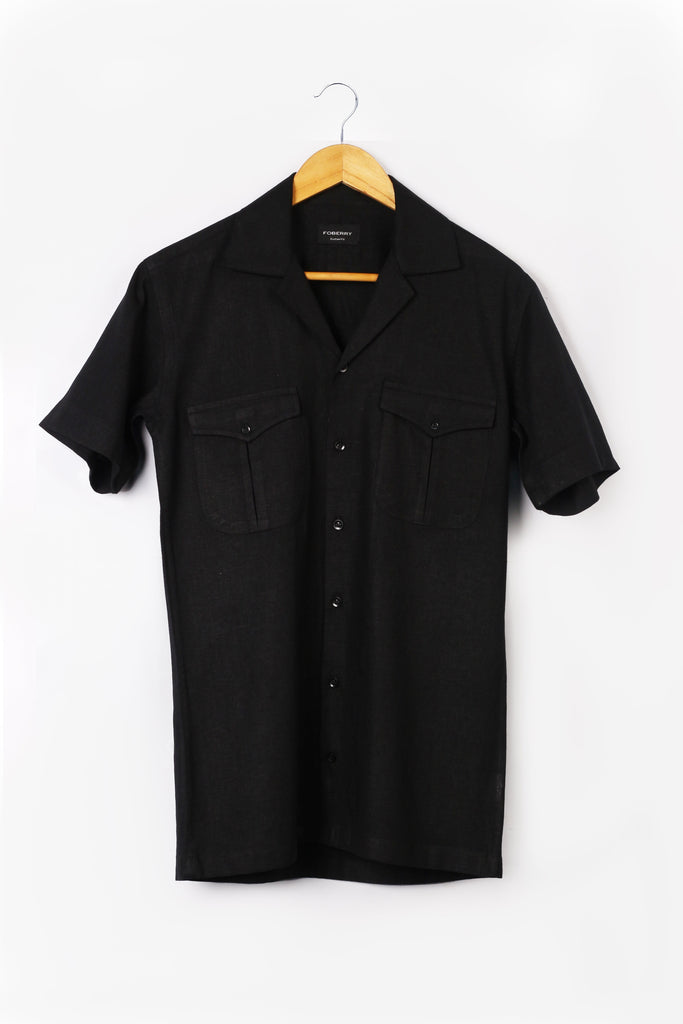 Black  Linen - Safari Shirt - Foberry USA