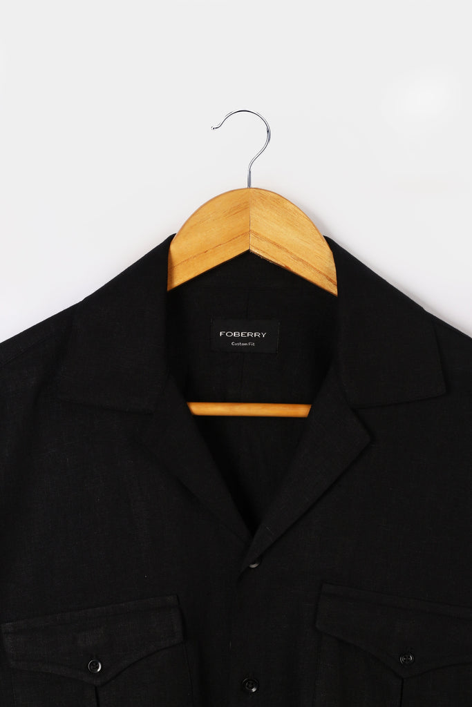 Black  Linen - Safari Shirt - Foberry USA