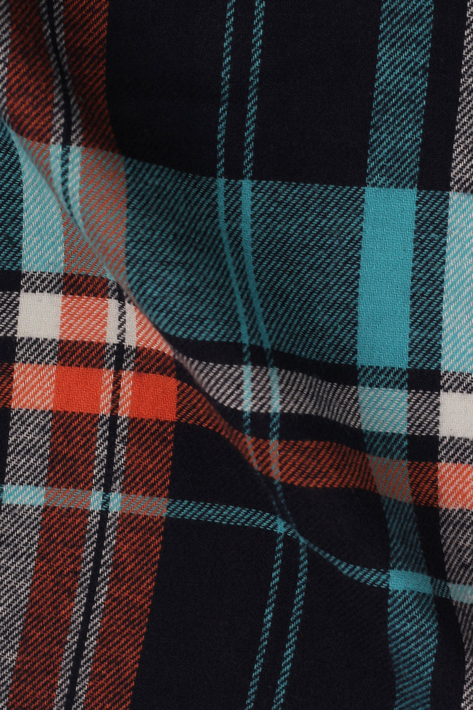 Orange Blue Tartan Winter Flannel Shirt - Foberry USA