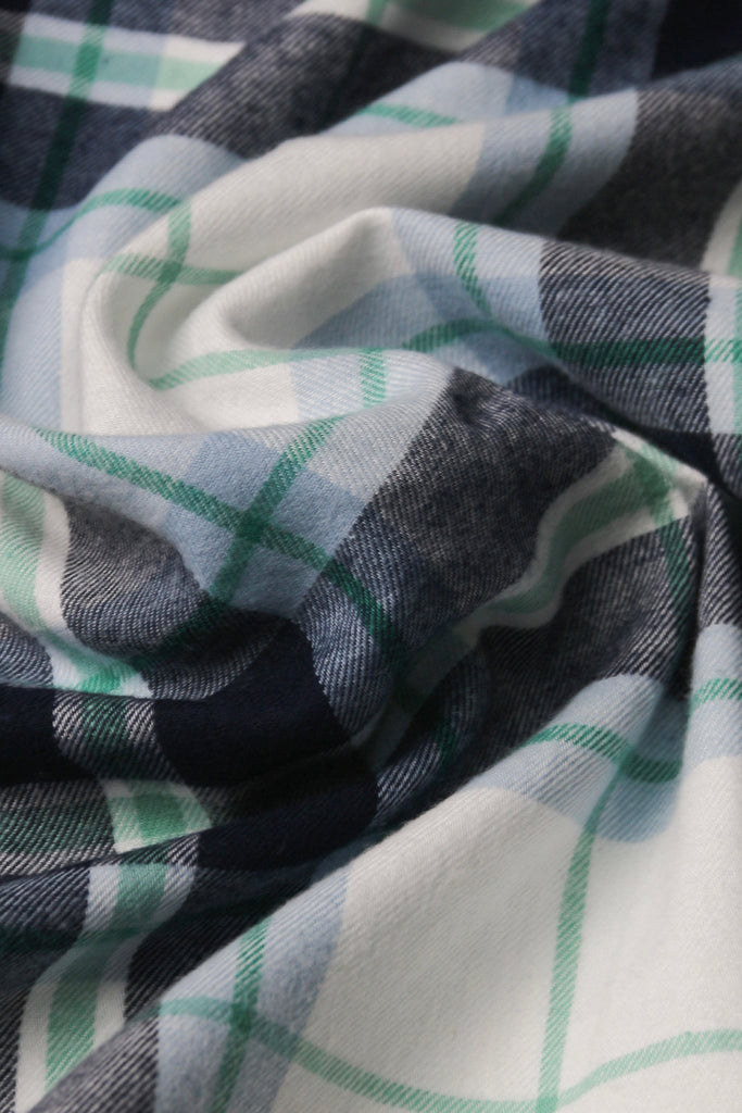 Blue Green Plaid Winter Flannel Shirt - Foberry USA