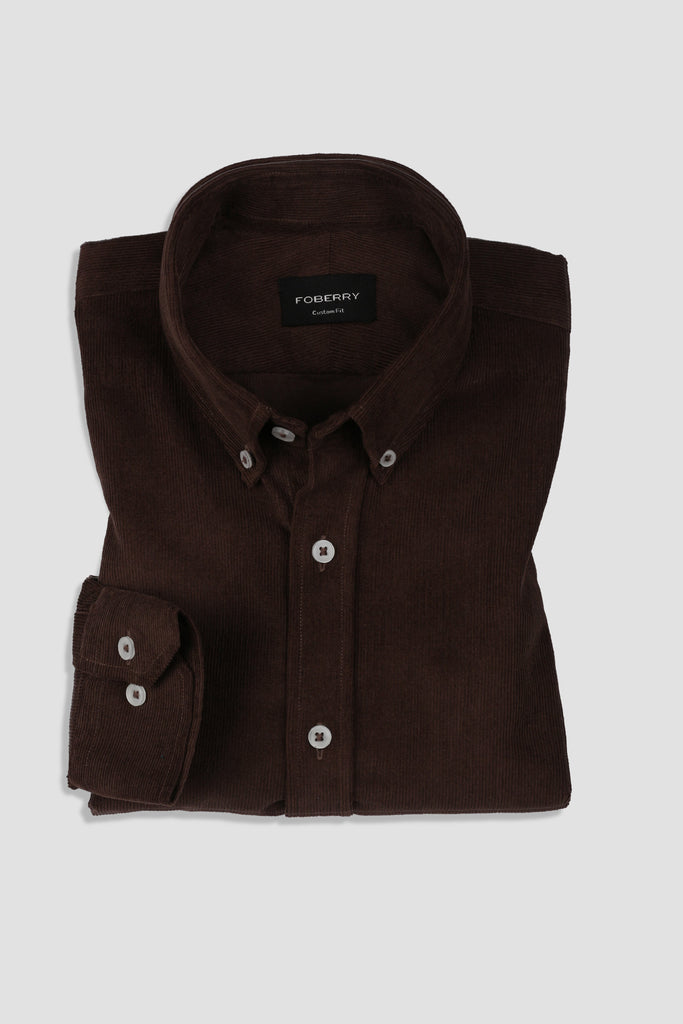 Mocha Brown Corduroy Shirt - Foberry USA