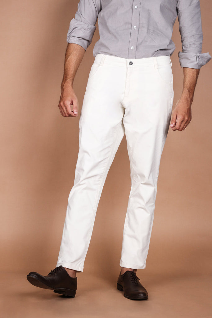 Milky White Five Pocket Corduroy Trouser - Foberry USA