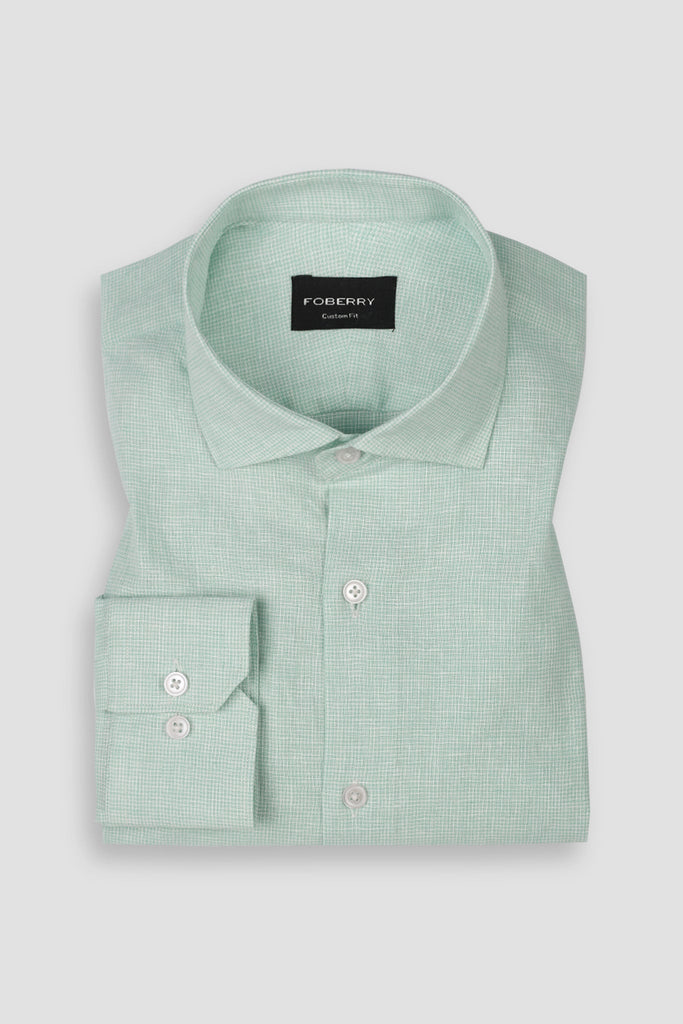 Pastel Green Structured Cotton Linen Shirt