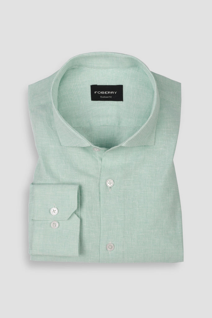 Pastel Green Structured Cotton Linen Shirt