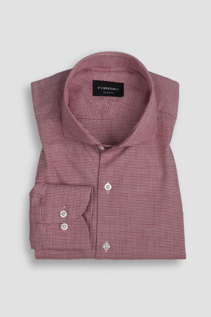 Maroon Houndstooth Shirt