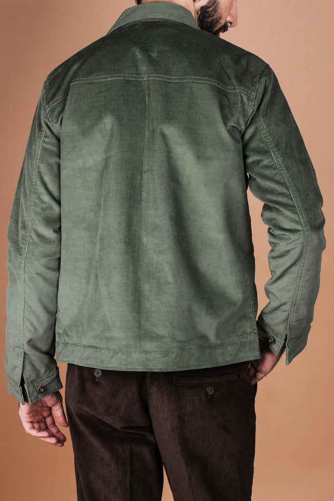 Hunter Green Corduroy Zipper Jacket - Foberry USA