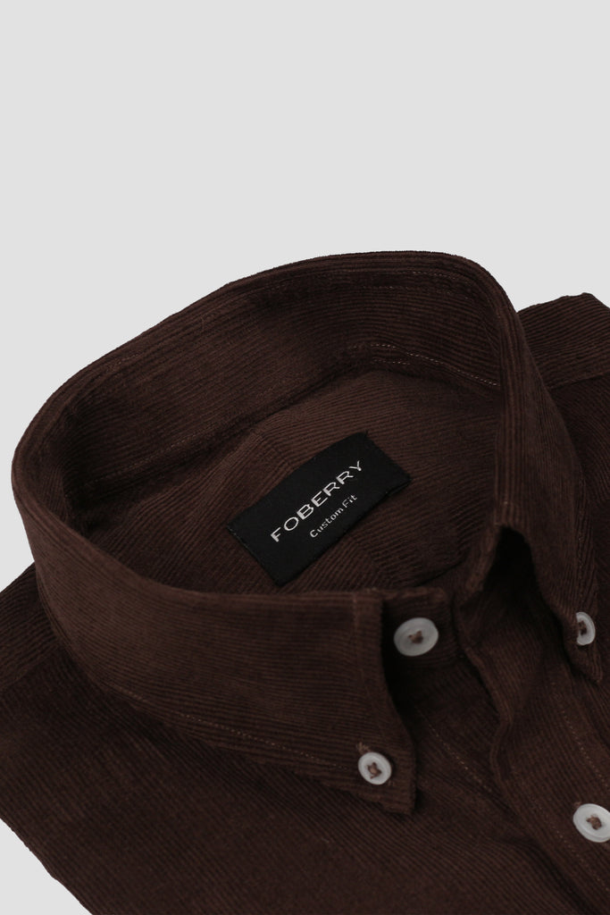 Mocha Brown Corduroy Shirt - Foberry USA