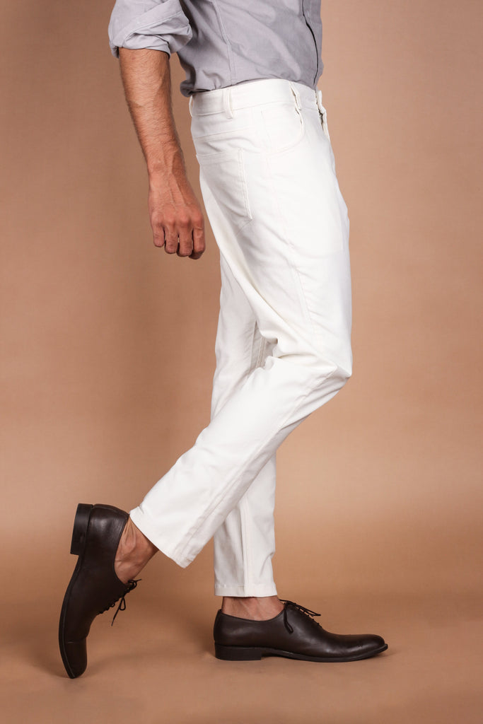 Milky White Five Pocket Corduroy Trouser - Foberry USA