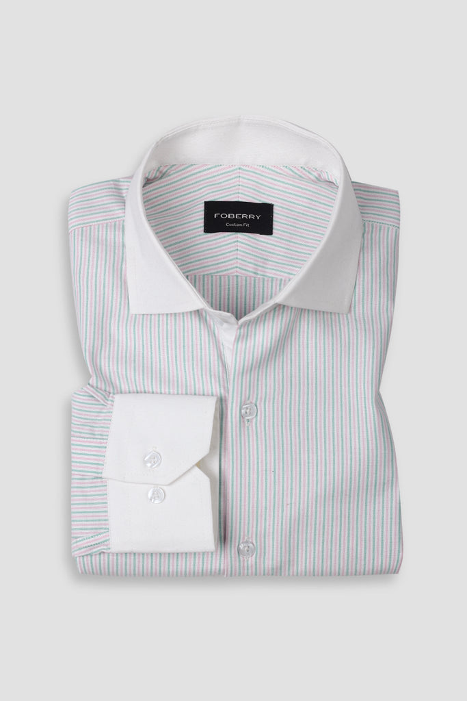 Green Pink Balanced Stripes Shirt