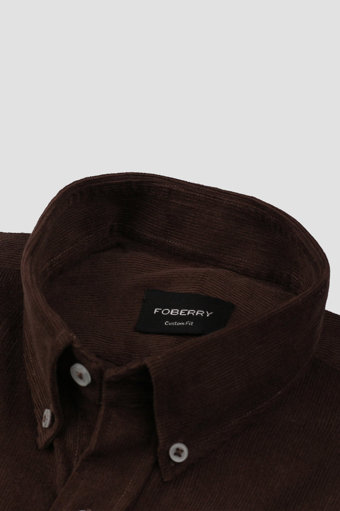 Mocha Brown Corduroy Shirt - Foberry USA