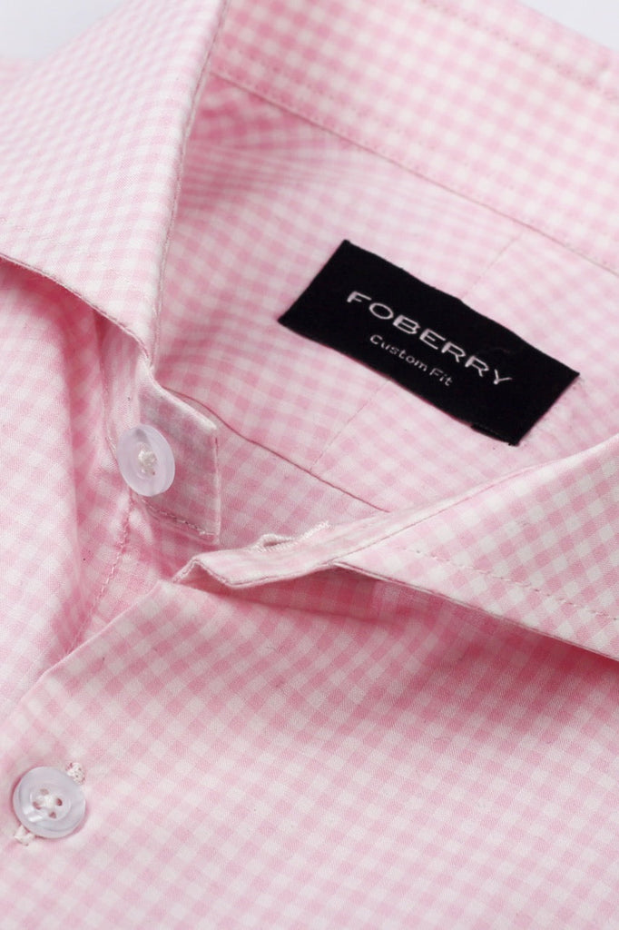 Soft Pink Gingham Shirt - Foberry USA