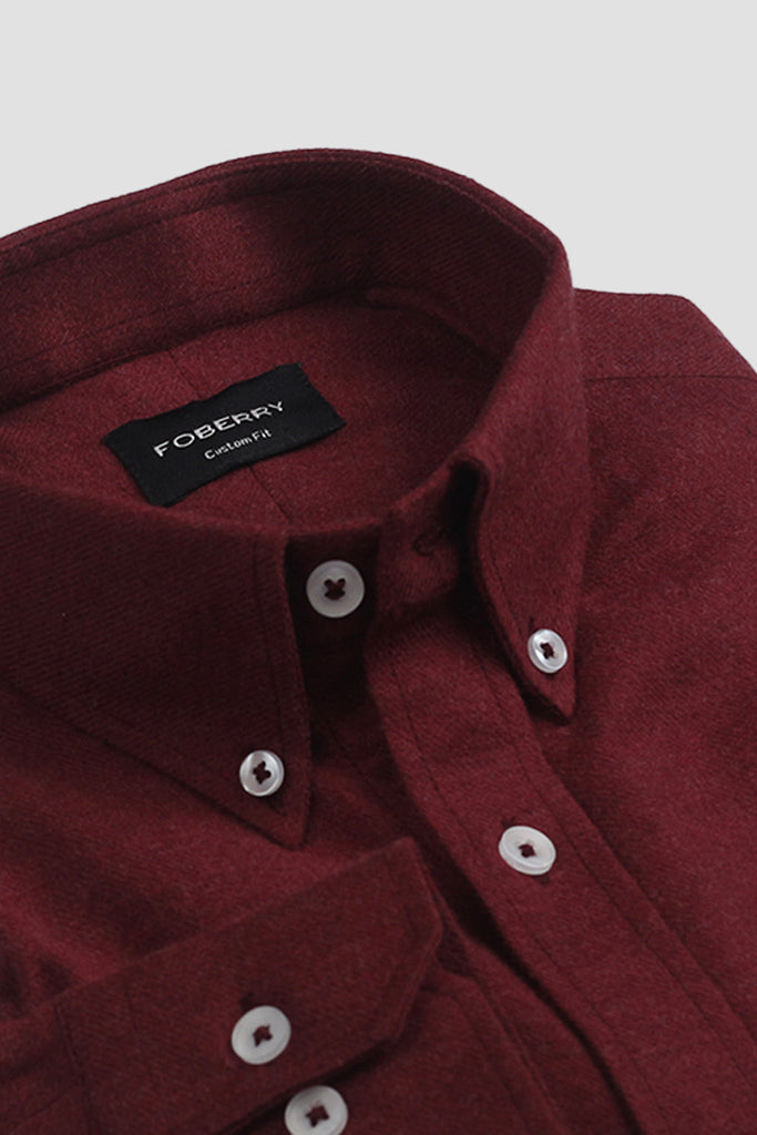 Maroon Brushed Winter Flannel Shirt - Foberry USA