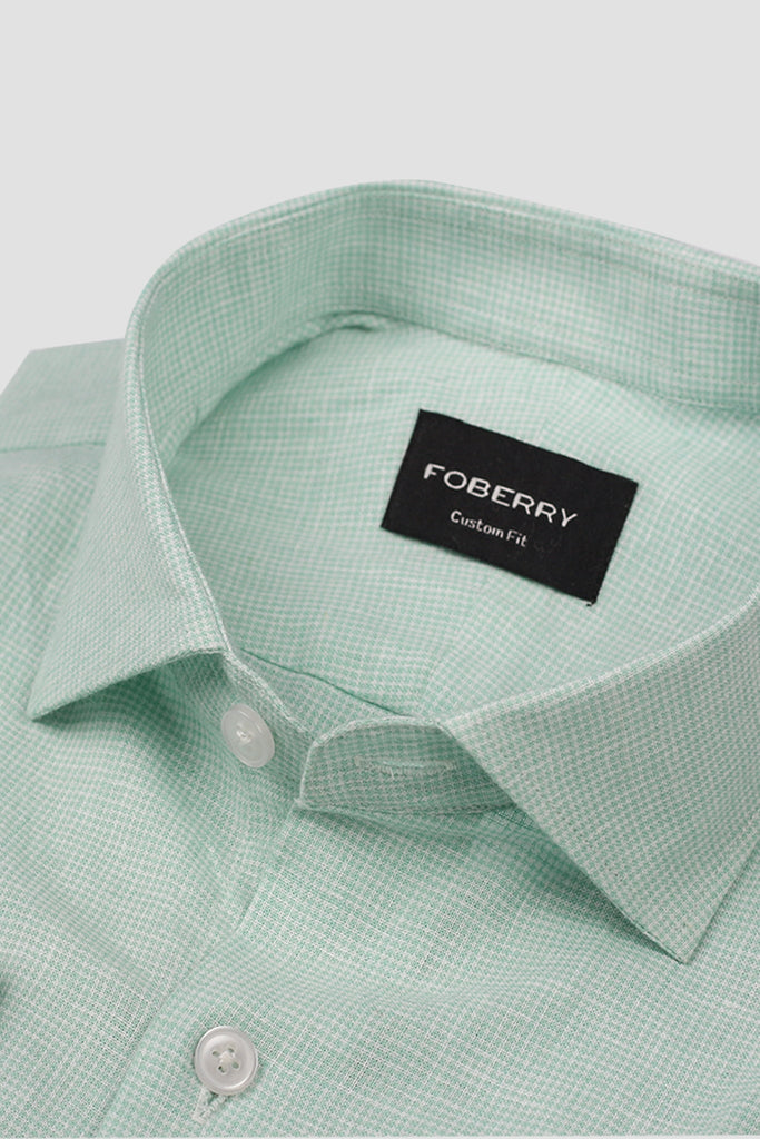 Pastel Green Structured Cotton Linen Shirt
