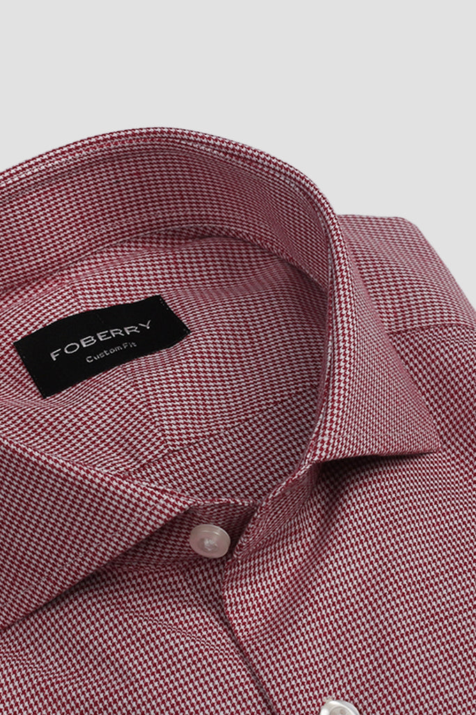 Maroon Houndstooth Shirt