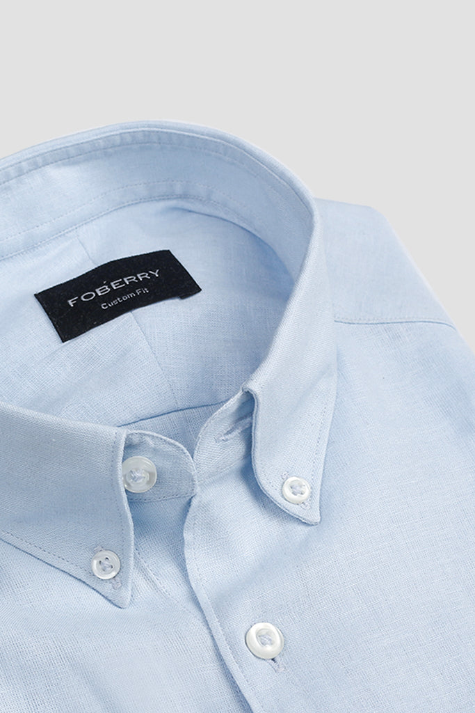 Featherweight Ice Blue Linen Shirt